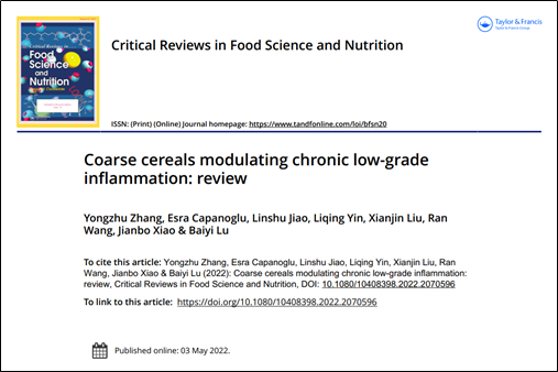 在国际著名期刊《Critical Reviews in Food Science and Nutrition》发表农产品营养方面的综述文章